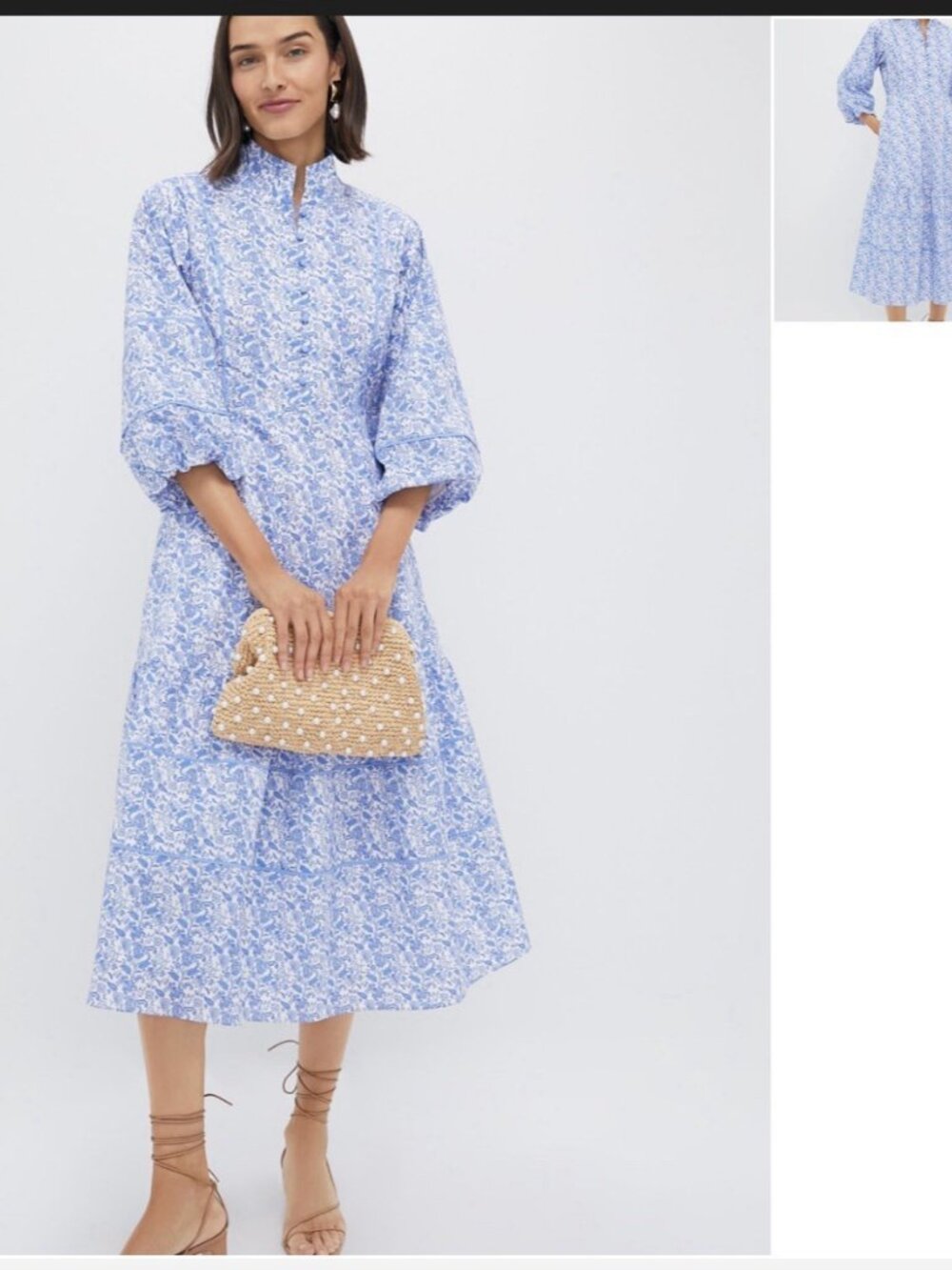 Hyacinth House Dress Womens S MIdi Baby Blue Ditsy Floral Hillsborough Cotton